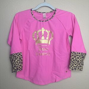Juicy Couture Hot Pink Rash Guard Girls Size 16 Swimsuit Top Long Sleeve SPF UVA